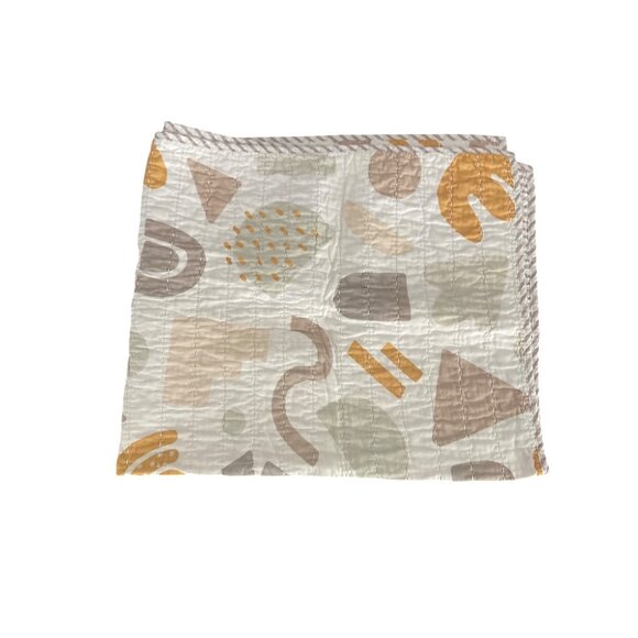 Nordstrom 36" X 45" Baby Quilt Cotton Layered Soft & Cozy Abstract Neutral Tones - Picture 8 of 13